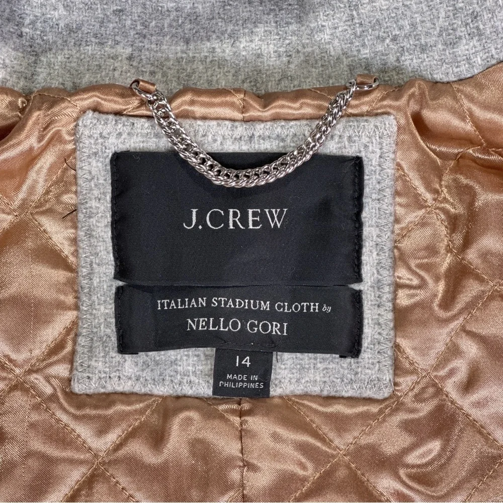 J. Crew Italian Stadium Cloth Hooded Wool Peacoat Womens 14 Gray Minimalist - Picture 6 of 14